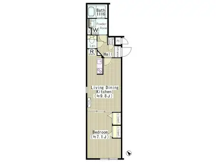 M.G.MARK中目黒(1LDK/4階)の間取り写真