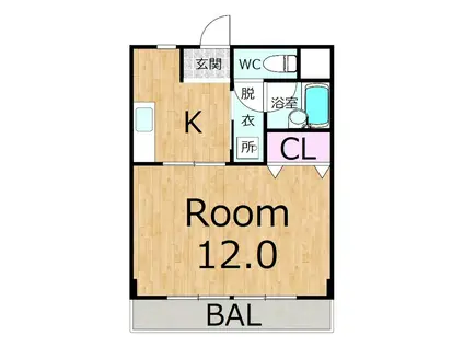 敷島第4マンション(1DK/3階)の間取り写真