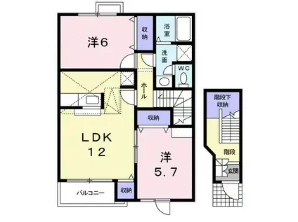 プロスパーII(2LDK/2階)の間取り写真