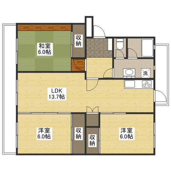 KSB KAIROEN C棟(3LDK/1階)の間取り写真