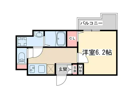 ディームス新大阪(1K/13階)の間取り写真