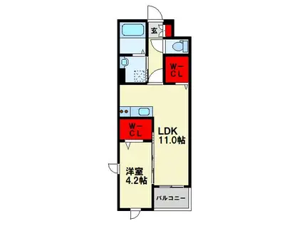ルナベル(1LDK/1階)の間取り写真