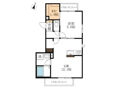 AF エスパスモデルヌ(1LDK/3階)の間取り写真