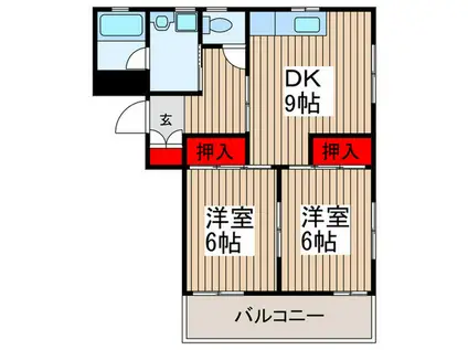 桐映ビル(2DK/2階)の間取り写真