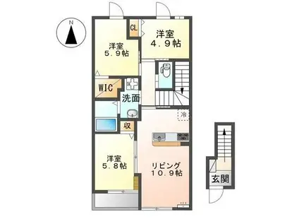 クレジデンス大和(3LDK/2階)の間取り写真