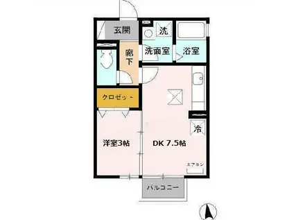 エスポワール(1DK/1階)の間取り写真