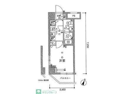 スカイコート都立大学第3(1K/4階)の間取り写真