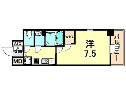 エスリード神戸ハーバーテラス(1K/2階)の間取り写真