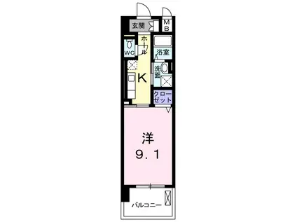 フォレストフィールドのがみ(1K/2階)の間取り写真