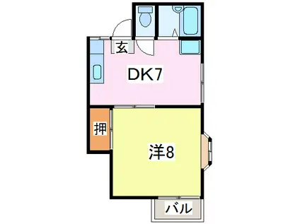 アプローズ東太田(1DK/1階)の間取り写真