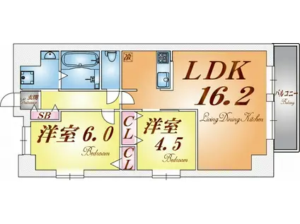 クレル・リ・ヴィエールIII(2LDK/7階)の間取り写真