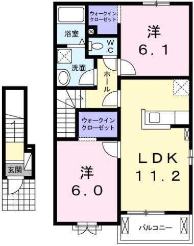 クラール名東 B(2LDK/2階)の間取り写真