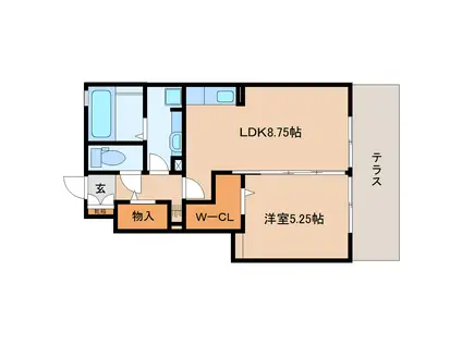 ステラII(1LDK/1階)の間取り写真