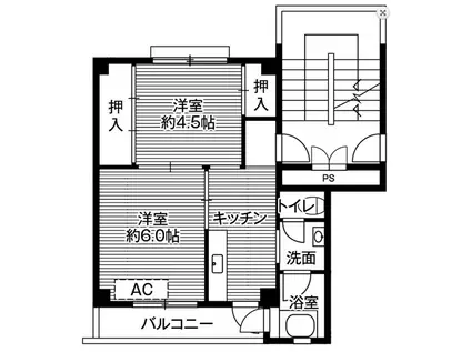 ビレッジハウス清水(2K/5階)の間取り写真