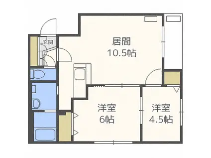 ヴィラ平岸 涼(2LDK/1階)の間取り写真