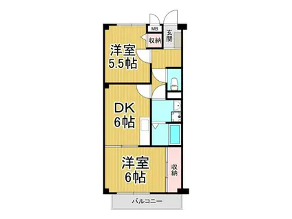 リブレメゾン仁川(2DK/3階)の間取り写真