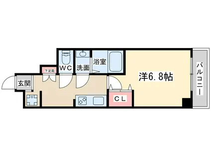 エスグランデ南森町(1K/6階)の間取り写真