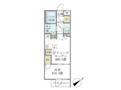 コンポジット早稲田鶴巻町(1LDK/3階)の間取り写真