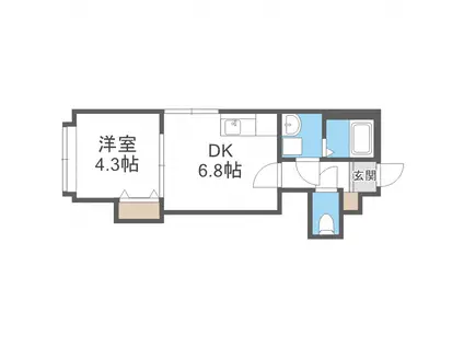 HS821(1DK/3階)の間取り写真
