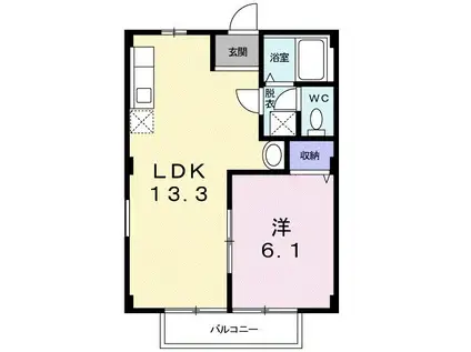 サンハイツA(1LDK/2階)の間取り写真