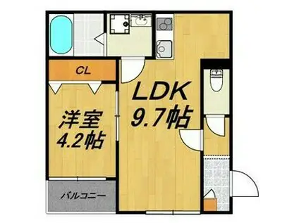 LECOCON四日市I(1LDK/3階)の間取り写真