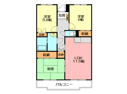 リヴウェル湘南I(3LDK/2階)の間取り写真