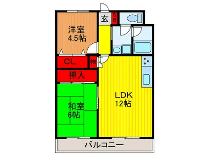 グレイス辻本(2LDK/4階)の間取り写真