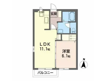 ルミエール北山(1LDK/2階)の間取り写真