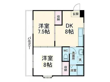 QUEENハイツ(2DK/1階)の間取り写真