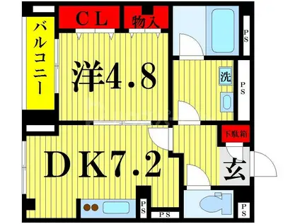 ペーシェ・スシーナ吾妻橋(1DK/2階)の間取り写真