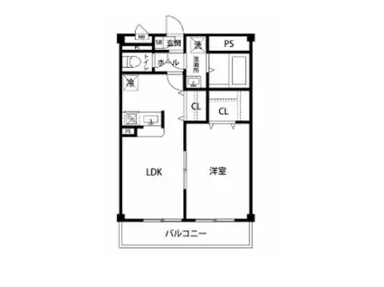 アンプルールフェールボルドゥルーII(1LDK/1階)の間取り写真