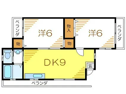 セブン金子(2DK/1階)の間取り写真
