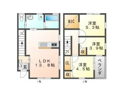 リーブルファイン小柳(3LDK/2階)の間取り写真