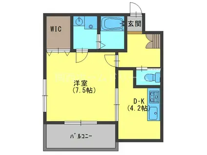 ボヌール菊水(1DK/1階)の間取り写真