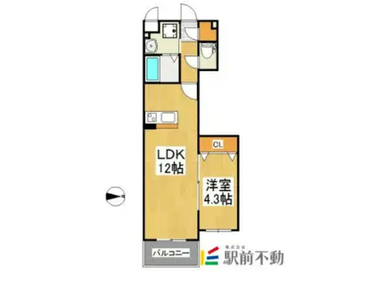 モアプラス西鉄久留米駅前(1LDK/3階)の間取り写真