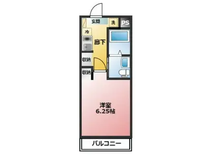 アッソルッソ(1K/1階)の間取り写真