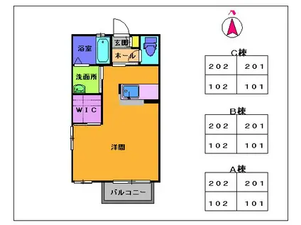 F・ニイジマIII(1K/2階)の間取り写真