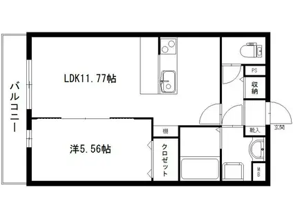 グランストーク篠ケ瀬III(1LDK/1階)の間取り写真