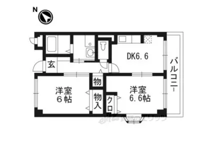 レーベンバンブー2(2DK/2階)の間取り写真