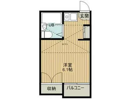 ヴィレッヂけやき台(ワンルーム/2階)の間取り写真