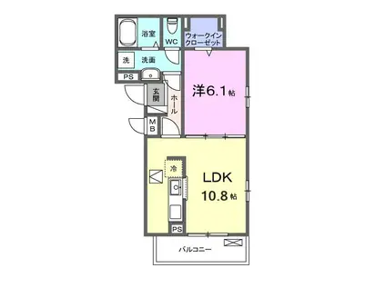 ルミエール(1LDK/1階)の間取り写真