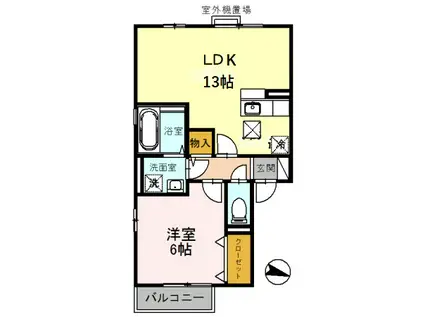 エストコリーヌ I番館(1LDK/1階)の間取り写真