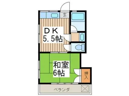 ハイムレスト(1DK/2階)の間取り写真