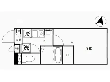 CREAL王子ノース(1K/4階)の間取り写真