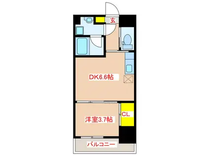ロイヤルセンチュリー川内駅中央(1DK/7階)の間取り写真