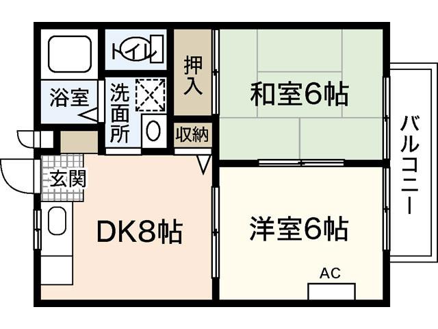 フォーブル山崎(2DK/1階)の間取り写真