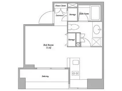 BPRレジデンス蔵前(ワンルーム/6階)の間取り写真