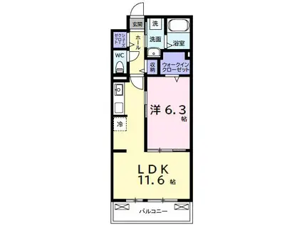 ルポン ボヌール(1LDK/3階)の間取り写真