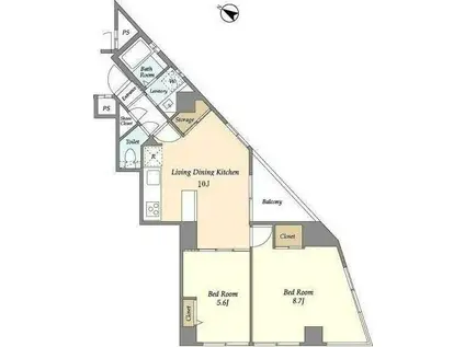 インプルーブ滝野川(2LDK/7階)の間取り写真