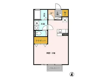 リビングタウン森岡 A(ワンルーム/2階)の間取り写真